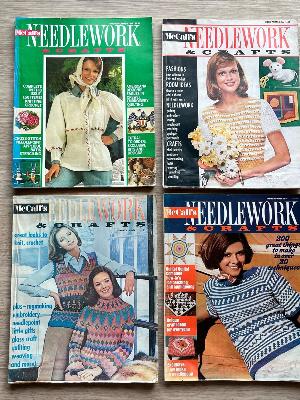Needlework & Crafts Vintage Magazine Cover Sweater Collection - lot of 4